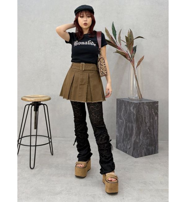 EVRIS「プリーツワイドベルトミニスカート」|スカート|