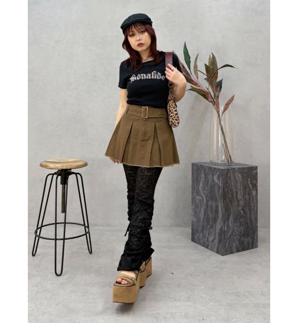 EVRIS「プリーツワイドベルトミニスカート」|スカート|