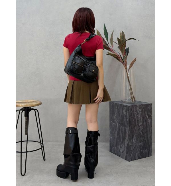 EVRIS「プリーツワイドベルトミニスカート」|スカート|