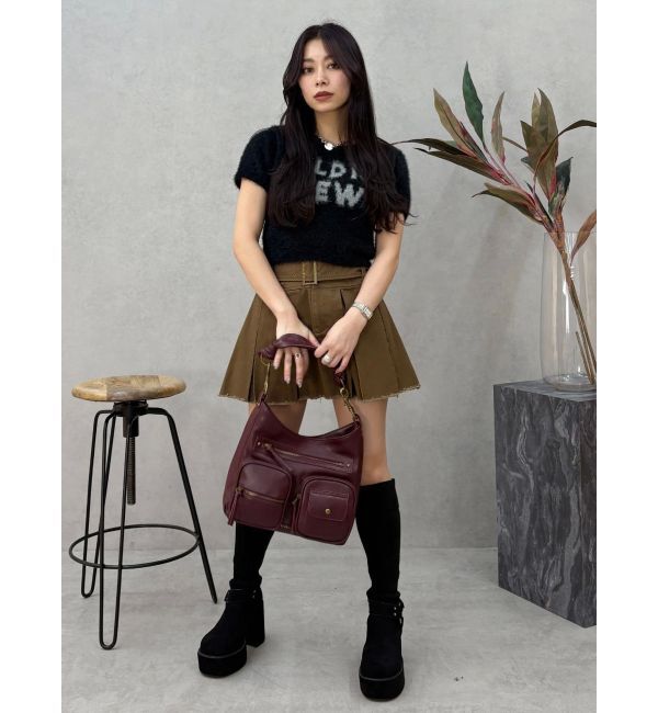 EVRIS「プリーツワイドベルトミニスカート」|スカート|