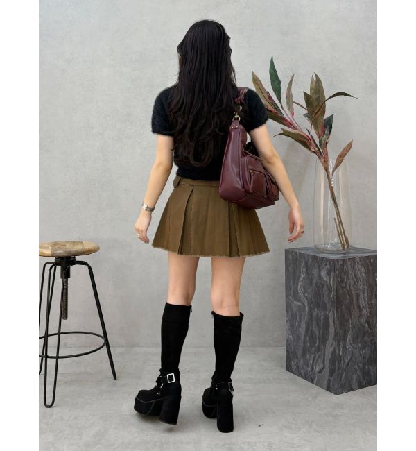 EVRIS「プリーツワイドベルトミニスカート」|スカート|