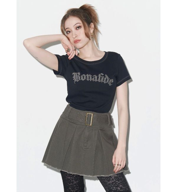 EVRIS「プリーツワイドベルトミニスカート」|スカート|