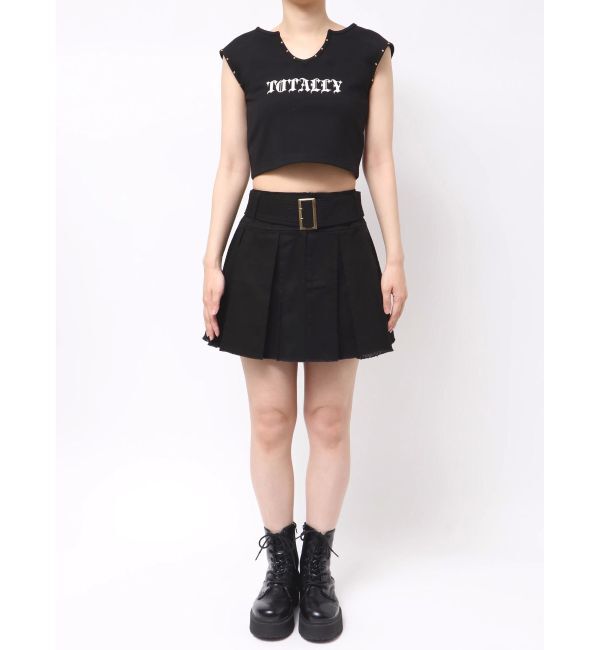 EVRIS「プリーツワイドベルトミニスカート」|スカート|