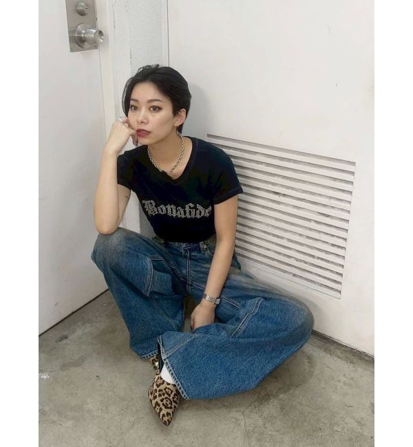 EVRIS「スタッズグラフィックショートTシャツ」|Tシャツ・カットソー|