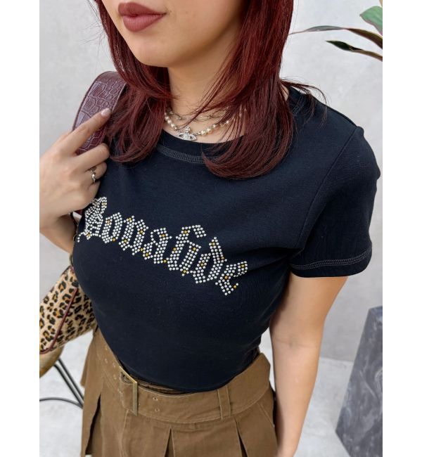 EVRIS「スタッズグラフィックショートTシャツ」|Tシャツ・カットソー|