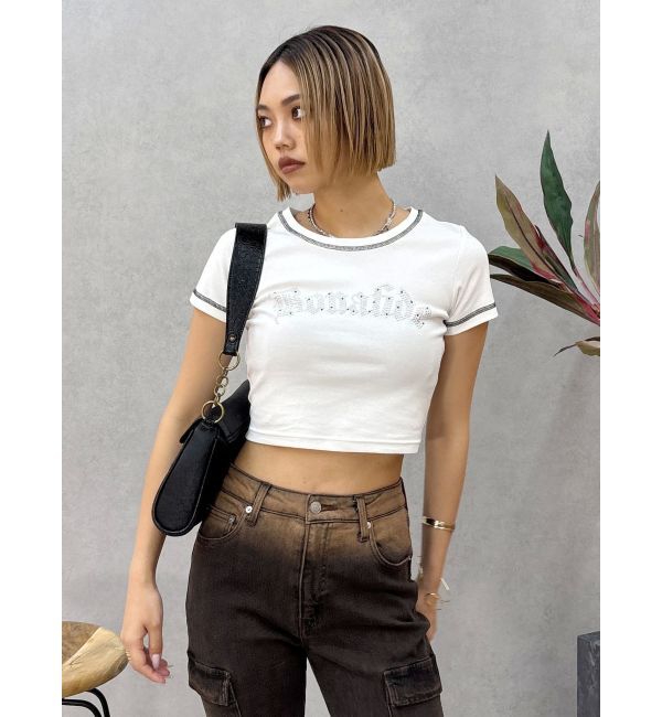 EVRIS「スタッズグラフィックショートTシャツ」|Tシャツ・カットソー|