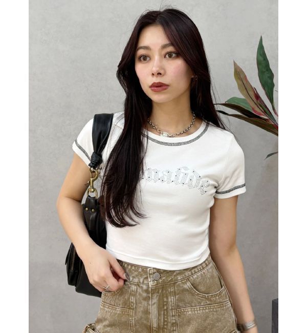 EVRIS「スタッズグラフィックショートTシャツ」|Tシャツ・カットソー|