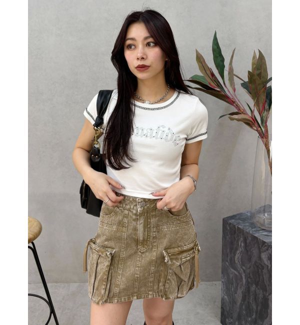 EVRIS「スタッズグラフィックショートTシャツ」|Tシャツ・カットソー|