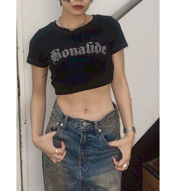 EVRIS「スタッズグラフィックショートTシャツ」|Tシャツ・カットソー|