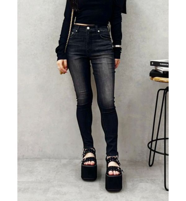 EVRIS「ヴィンテージライクストレッチスキニーデニムパンツ」|デニム|ブラック