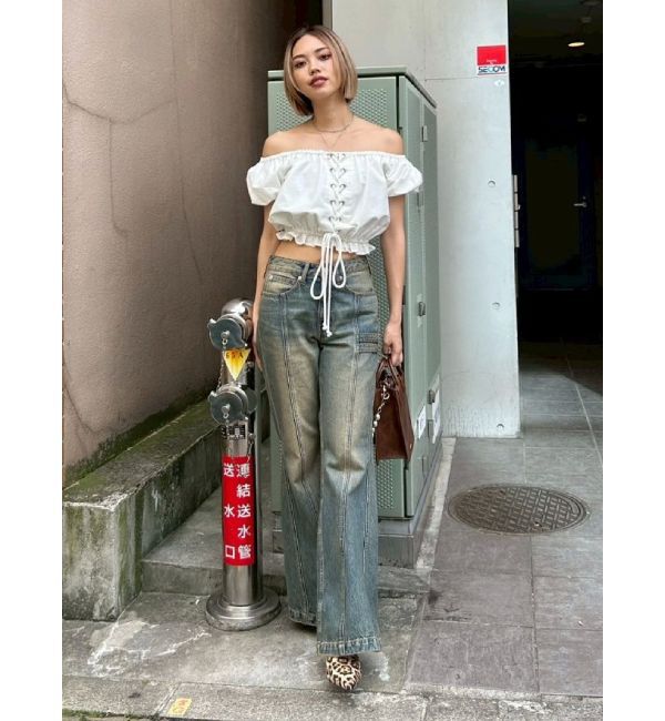 EVRIS「レースアップオフショルトップス」|シャツ・ブラウス|