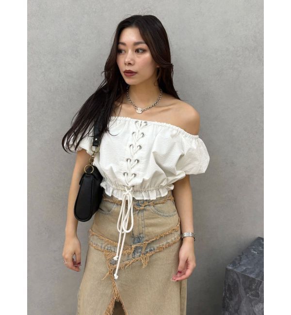 EVRIS「レースアップオフショルトップス」|シャツ・ブラウス|