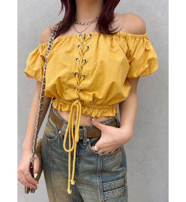 EVRIS「レースアップオフショルトップス」|シャツ・ブラウス|