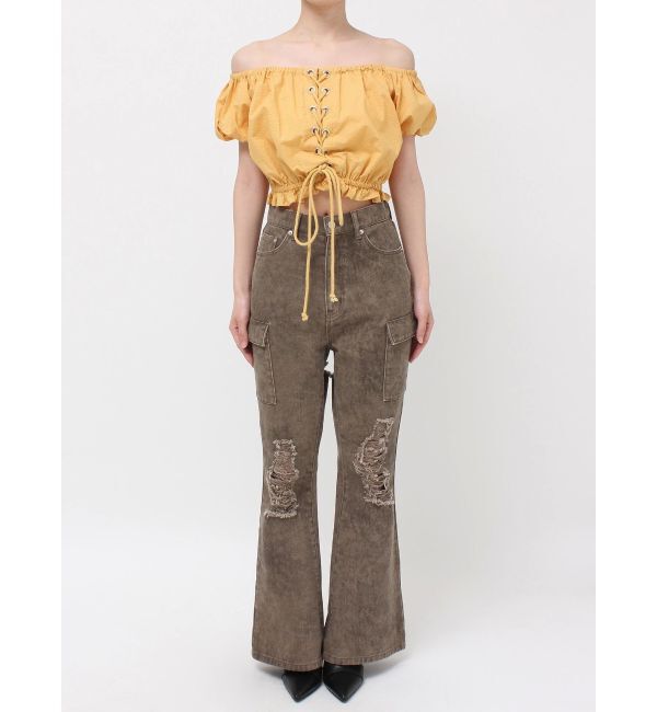 EVRIS「レースアップオフショルトップス」|シャツ・ブラウス|