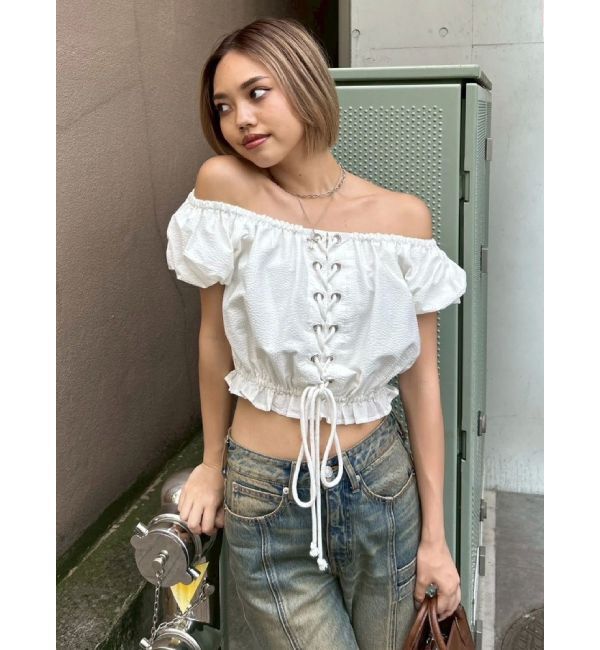 EVRIS「レースアップオフショルトップス」|シャツ・ブラウス|