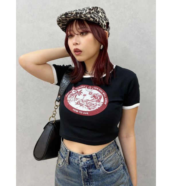 EVRIS「リンガーグラフィックショートTシャツ」|Tシャツ・カットソー|