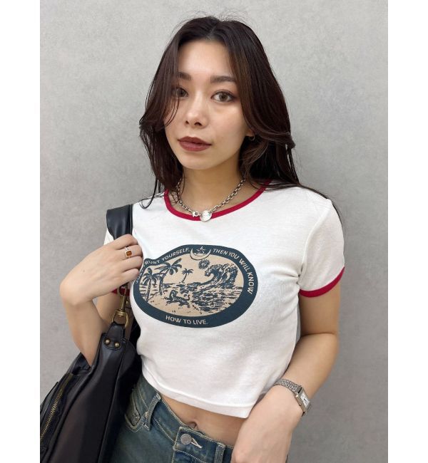 EVRIS「リンガーグラフィックショートTシャツ」|Tシャツ・カットソー|