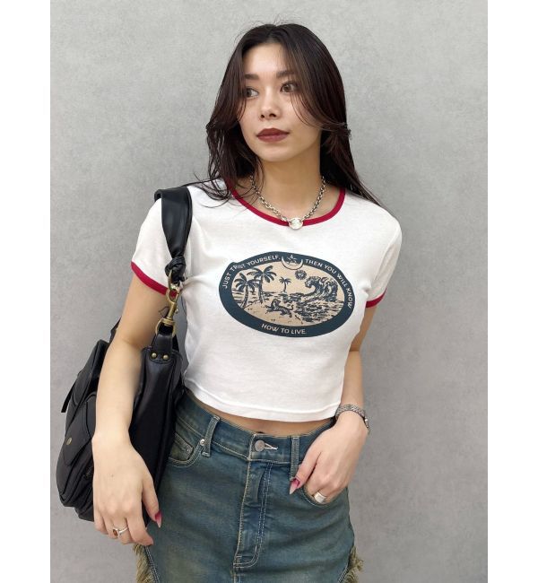 EVRIS「リンガーグラフィックショートTシャツ」|Tシャツ・カットソー|