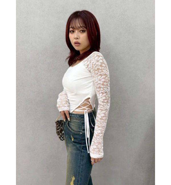 EVRIS「サイドレースアップデザイントップス」|Tシャツ・カットソー|