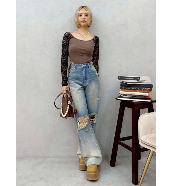 EVRIS「サイドレースアップデザイントップス」|Tシャツ・カットソー|