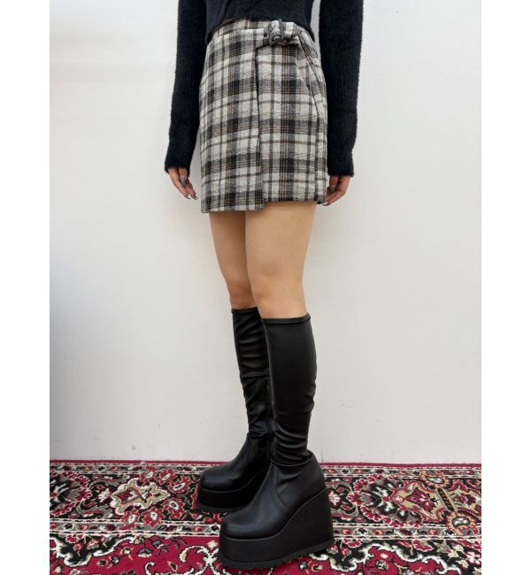 EVRIS「ラップチェックミニスカート【セットアップ着用可能】」|スカート|