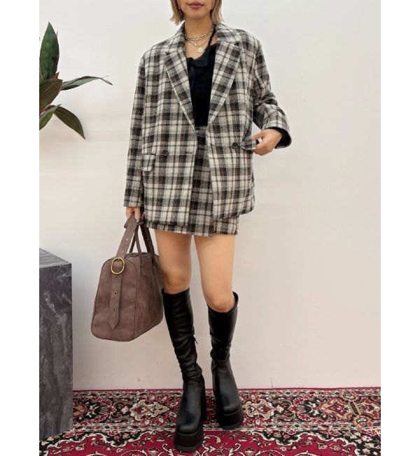 EVRIS「ラップチェックミニスカート【セットアップ着用可能】」|スカート|