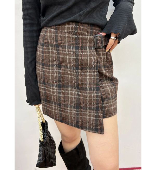 EVRIS「ラップチェックミニスカート【セットアップ着用可能】」|スカート|