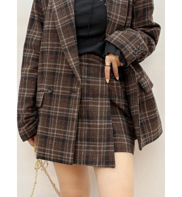 EVRIS「ラップチェックミニスカート【セットアップ着用可能】」|スカート|