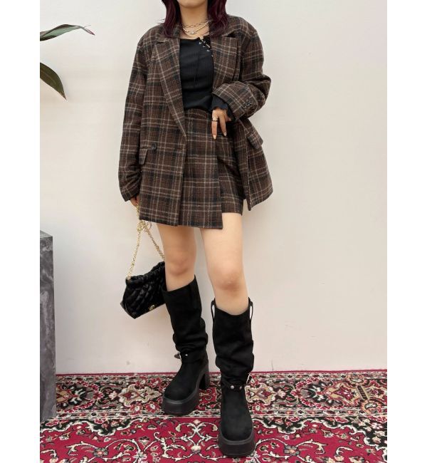 EVRIS「ラップチェックミニスカート【セットアップ着用可能】」|スカート|