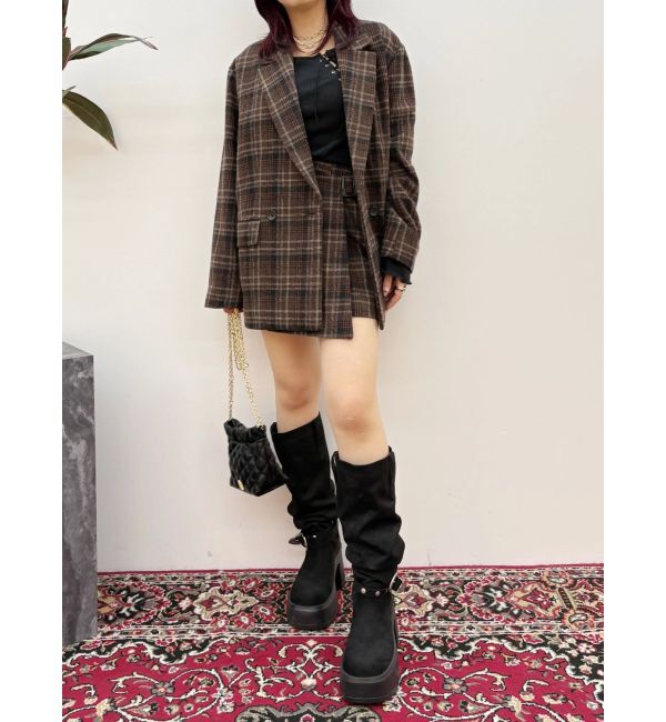 EVRIS「ラップチェックミニスカート【セットアップ着用可能】」|スカート|