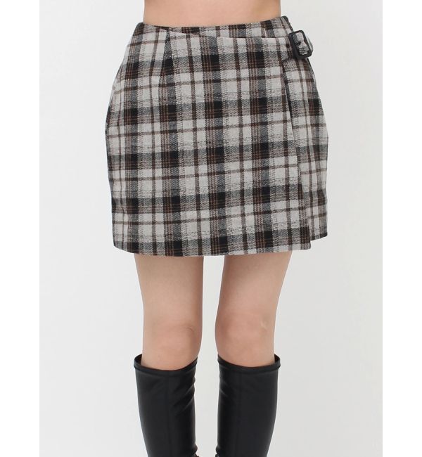 EVRIS「ラップチェックミニスカート【セットアップ着用可能】」|スカート|