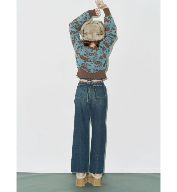 EVRIS「バックリボンワイドデニムパンツ」|デニム|