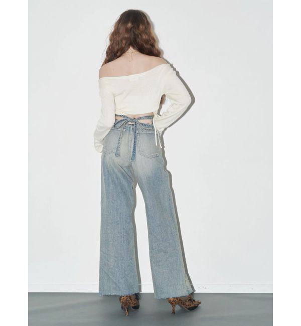 EVRIS「バックリボンワイドデニムパンツ」|デニム|