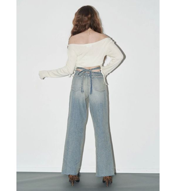 EVRIS「バックリボンワイドデニムパンツ」|デニム|