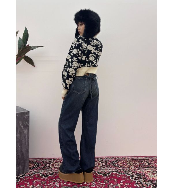 EVRIS「バックリボンワイドデニムパンツ」|デニム|