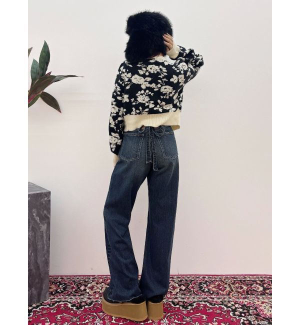 EVRIS「バックリボンワイドデニムパンツ」|デニム|