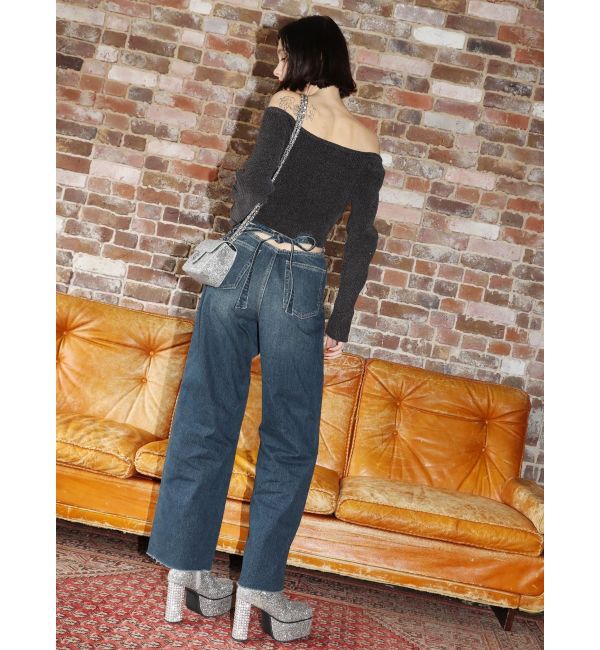 EVRIS「バックリボンワイドデニムパンツ」|デニム|