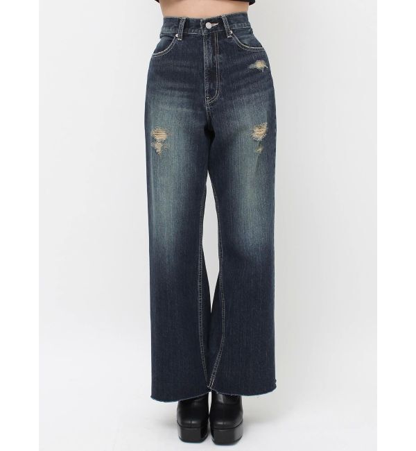 EVRIS「バックリボンワイドデニムパンツ」|デニム|