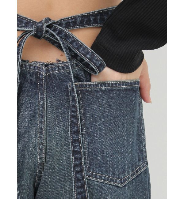 EVRIS「バックリボンワイドデニムパンツ」|デニム|