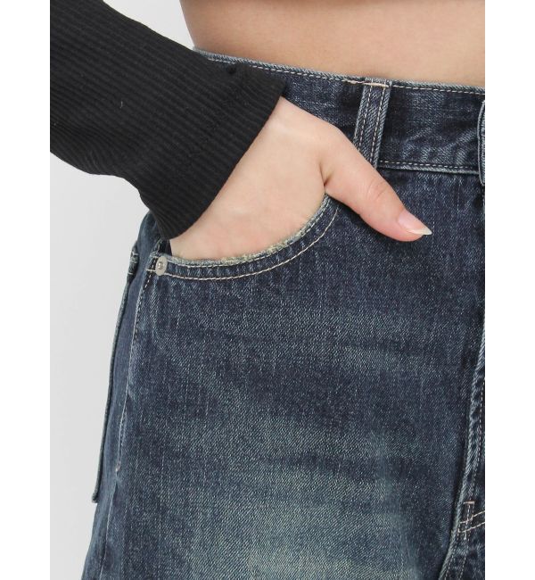 EVRIS「バックリボンワイドデニムパンツ」|デニム|