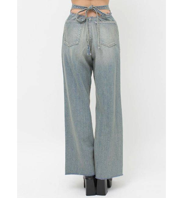 EVRIS「バックリボンワイドデニムパンツ」|デニム|
