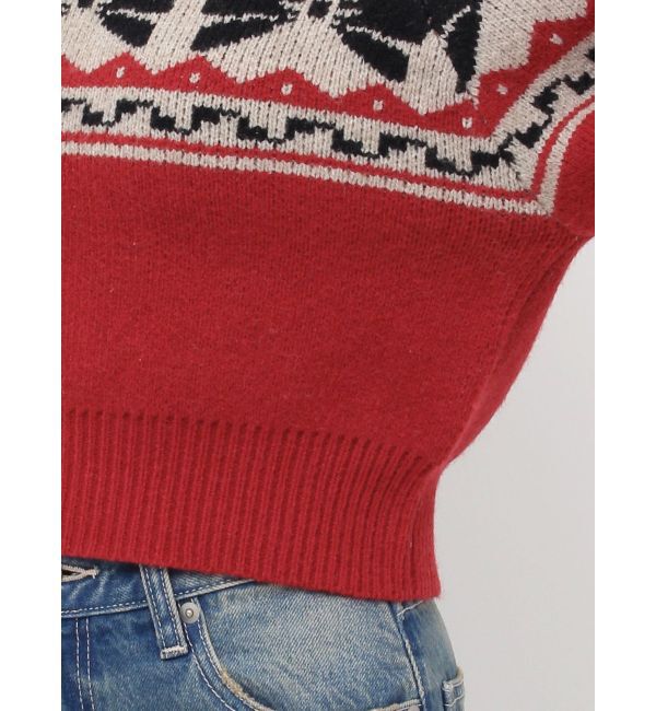 EVRIS「オリジナルグラフィックオフショルニットトップス」|ニット・セーター|