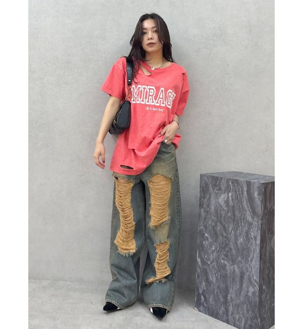 EVRIS「カットダメージBIG Tシャツ」|Tシャツ・カットソー|
