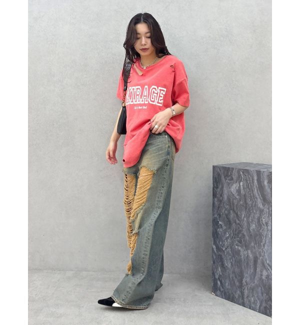EVRIS「カットダメージBIG Tシャツ」|Tシャツ・カットソー|