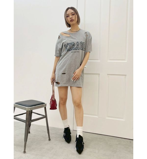 EVRIS「カットダメージBIG Tシャツ」|Tシャツ・カットソー|