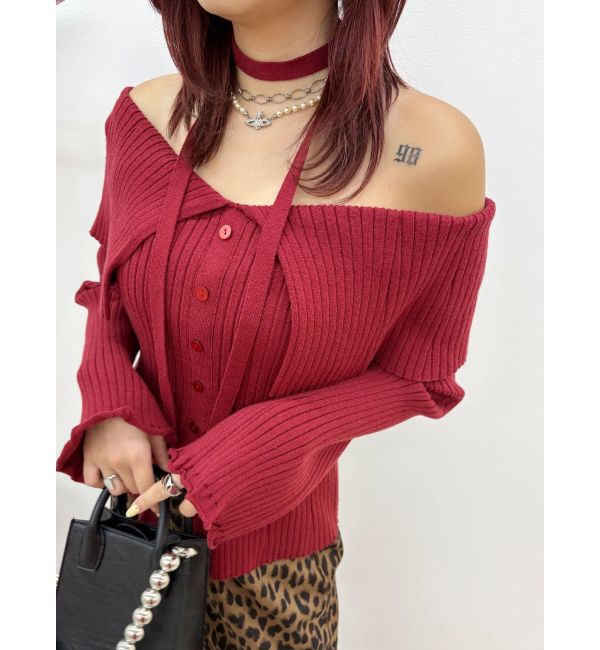 EVRIS「チョーカーオフショルニットトップス」|ニット・セーター|