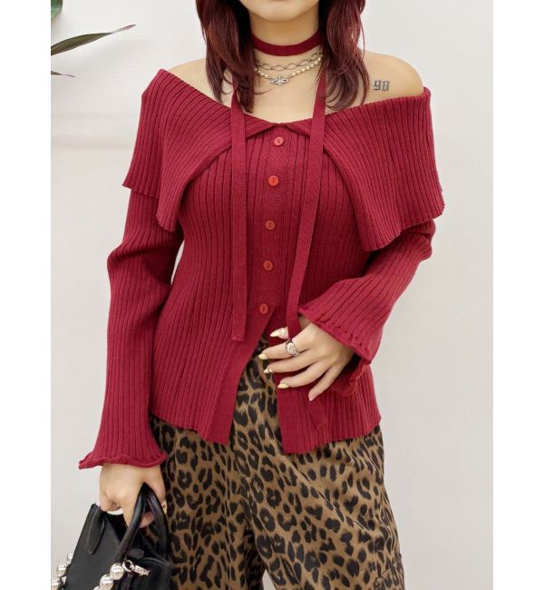 EVRIS「チョーカーオフショルニットトップス」|ニット・セーター|