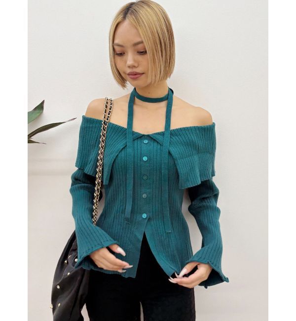 EVRIS「チョーカーオフショルニットトップス」|ニット・セーター|