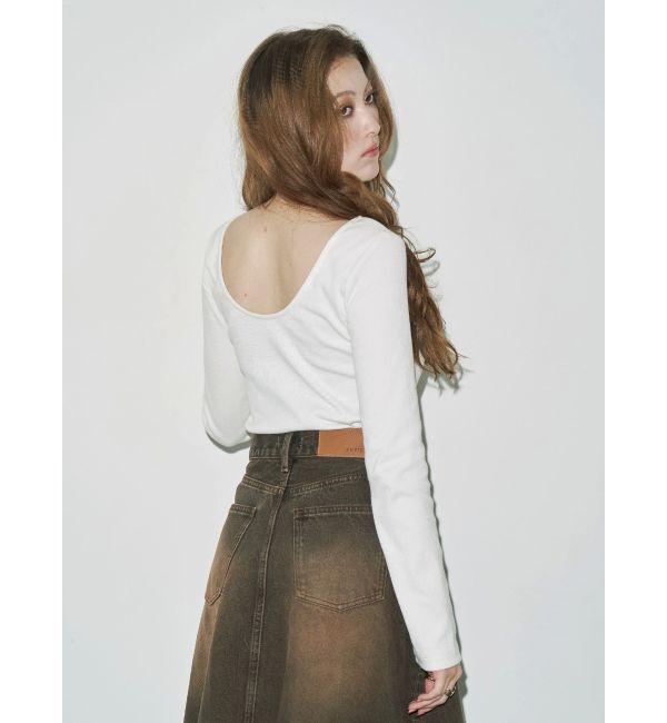 EVRIS「【WEB限定】バックオープンリブトップス」|Tシャツ・カットソー|