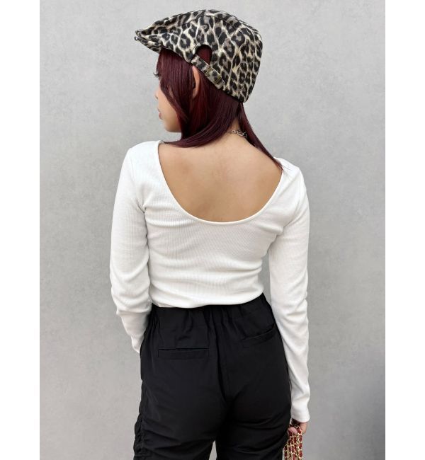 EVRIS「【WEB限定】バックオープンリブトップス」|Tシャツ・カットソー|